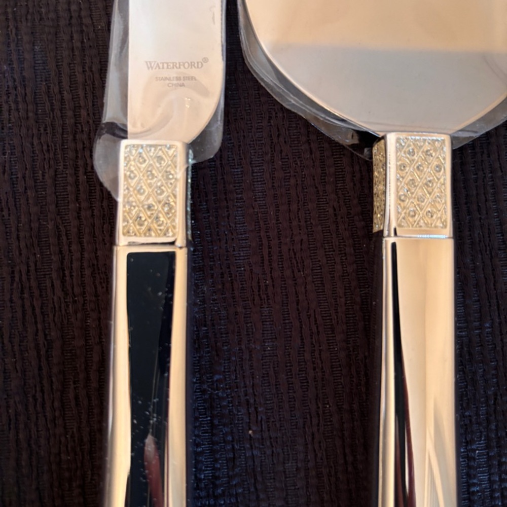 Waterford Lismore Diamond Silver Cake Knife and Server Set NIB - Picture 6 of 16